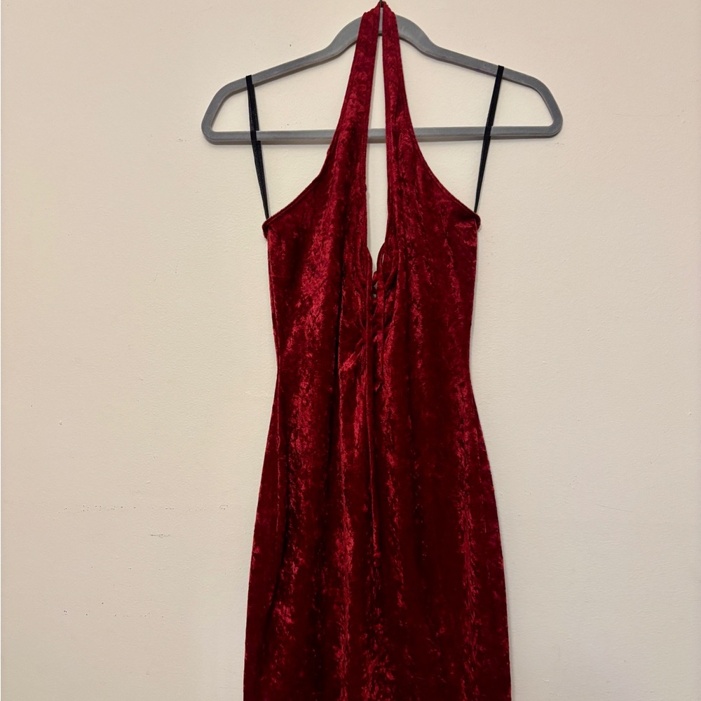 Frederick's of Hollywood Red Backless Halter Bodycon Dress